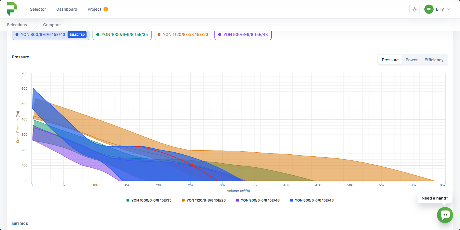 FloSelect product comparison interface