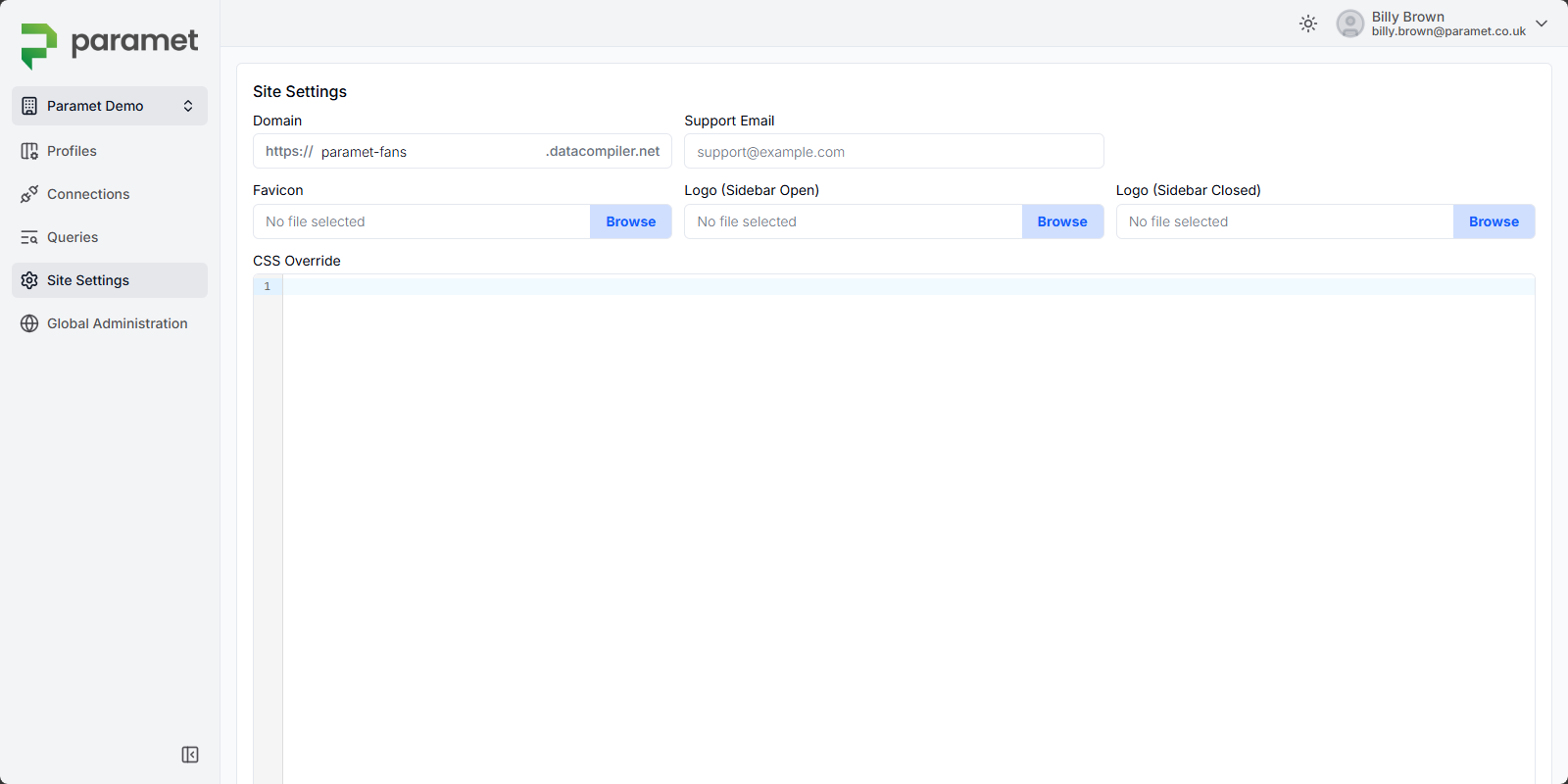 FloSelect access and branding settings